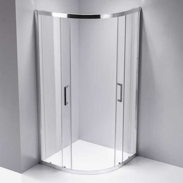 Cabina de dus semicirculata din sticla securizata 6 mm cu rame cromate si cadita neagra KZ101A-SXL01A 80 x 80 cm - Img 5