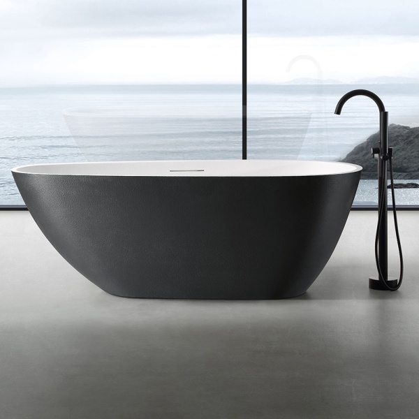 Cada de baie de sine statatoare 170x70x60cm , Cu Strat Abraziv , Culoare Negru/Alb - Img 2