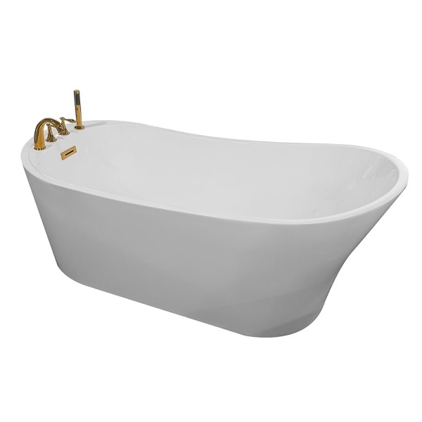 Cada de baie freestanding cu baterie aurie 170X80X72cm - Img 6