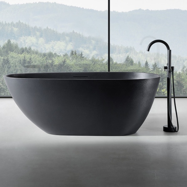 Cada de baie freestanding, Cu Design Modern , Strat Abraziv 170x75cm, Culoare Negru - Img 2