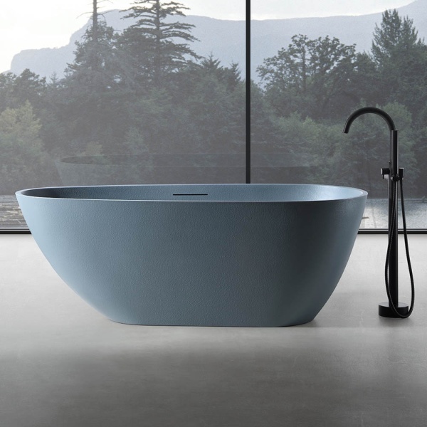 Cada De Baie Freestanding, Design Modern 170x75x60cm , Strat Abraziv , Culoare Albastru Gri - Img 4
