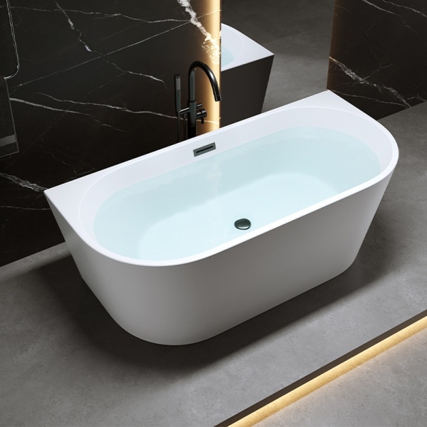 Cada de baie LENA 527C, Dimensiune 160x75cm, Culoare Alb, Deversor Negru - Img 5