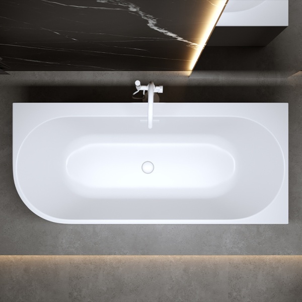 Cada de baie MERA 509B/Dreapta, Dimensiune 150x75cm, Culoare Alb, Deversor Alb Lucios - Img 3