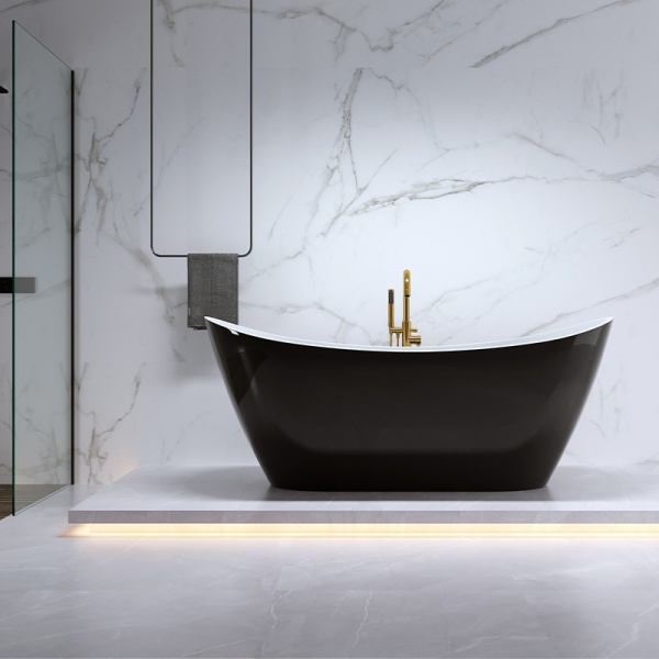 Cada de baie Rica 513A 150x75cm,Culoare Negru , Deversor Auriu - Img 5