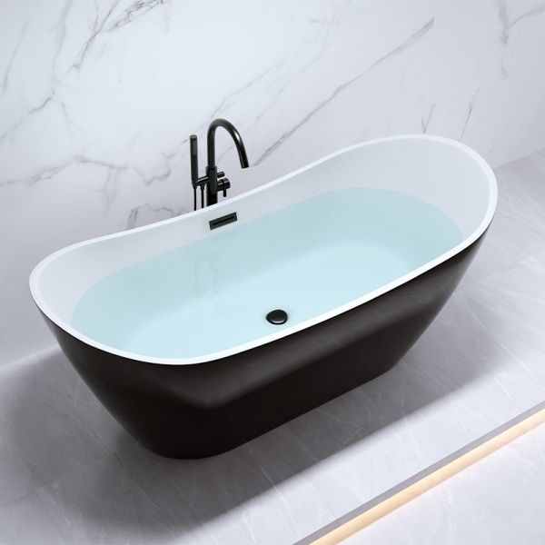 Cada de baie Rica 513C 170x75cm, Culoare Negru , Deversor Negru - Img 4