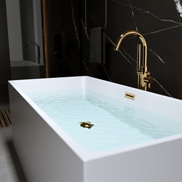 Cada de baie Santa 507A 150x75cm , Culoare Alb , Deversor Auriu - Img 3