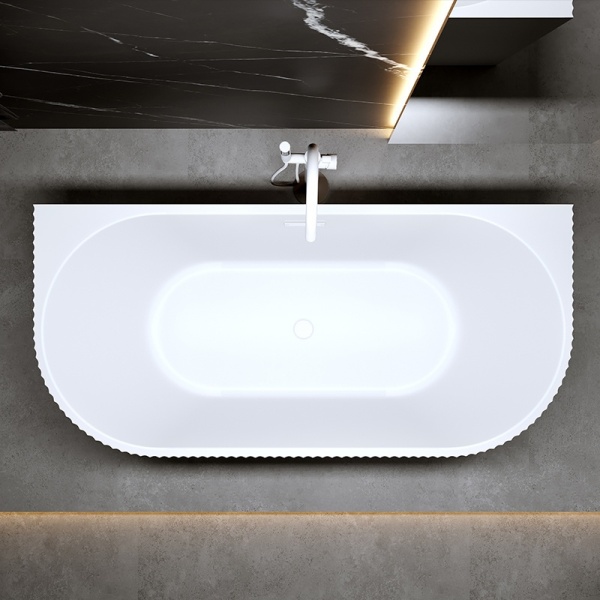 Cada de baie suport CARLO 517B, Dimensiune 150x75cm, Culoare Alb, Deversor alb mat - Img 8