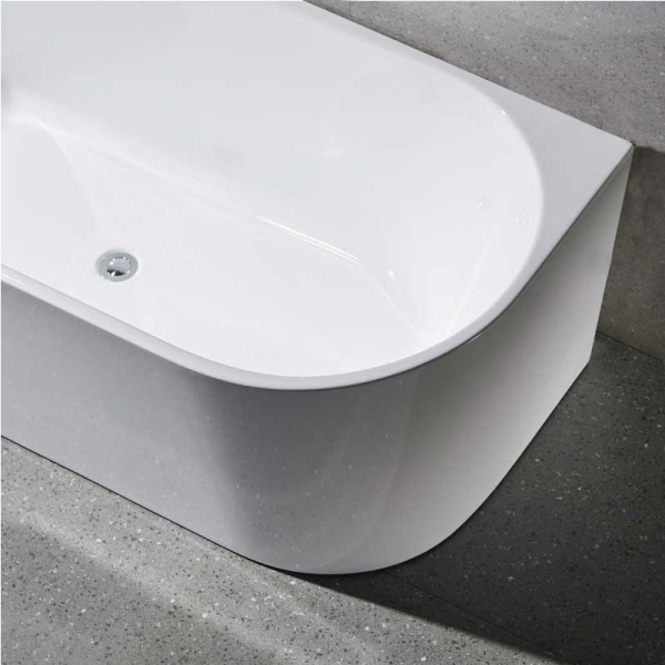 Cada de perete suport Lena527B, Culoare Alb 150x75cm, Deversor Crom - Img 9