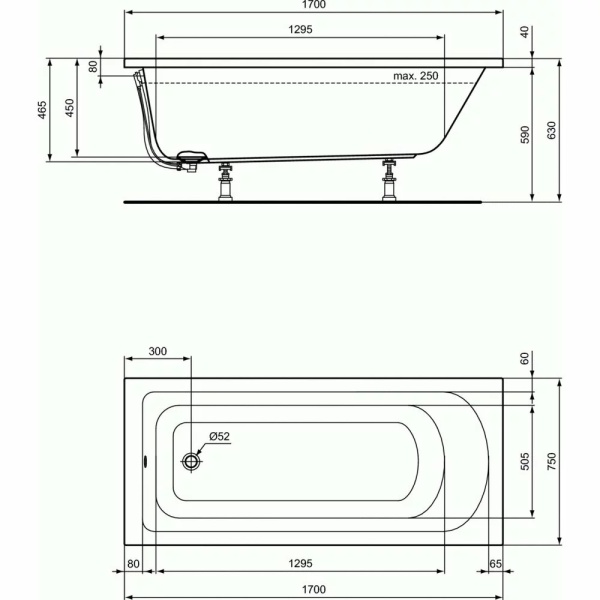 Cada rectangulara Ideal Standard Hotline 170x75 cm - Img 2