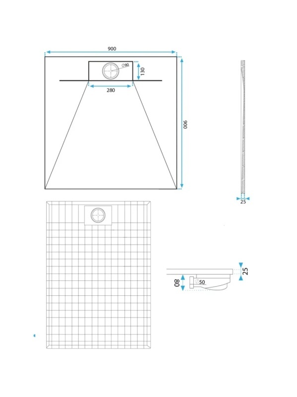 Cadita de dus 90x90 Bazalt CARRARA Black - Img 10