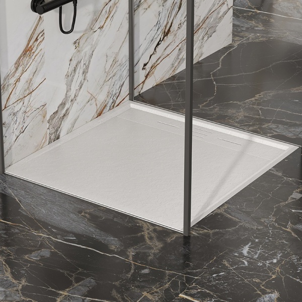 Cadita de dus DEKO Slim, Structura de piatra 90x90cm, Culoare Alb - Img 2