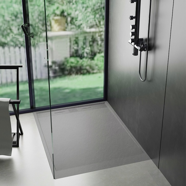 Cadita de dus dreptunghiulara slim imitatie piatra Deko 140 x 80 cm gri - Img 6