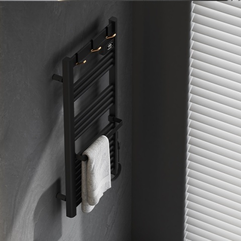 Calorifer electric vertical YASUR-BL ECO 500W pentru baie 105x50, negru - Img 9