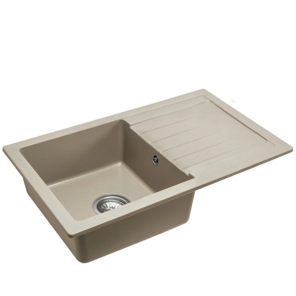 Chiuveta Bucatarie REA GRANIT DAG BEIGE, Dimensiuni 43.5 x 75 x 15 cm, 1 Cuva, Picurator Reversibil, Incastrabila, Forma Dreptunghiulara, Bej - Img 7