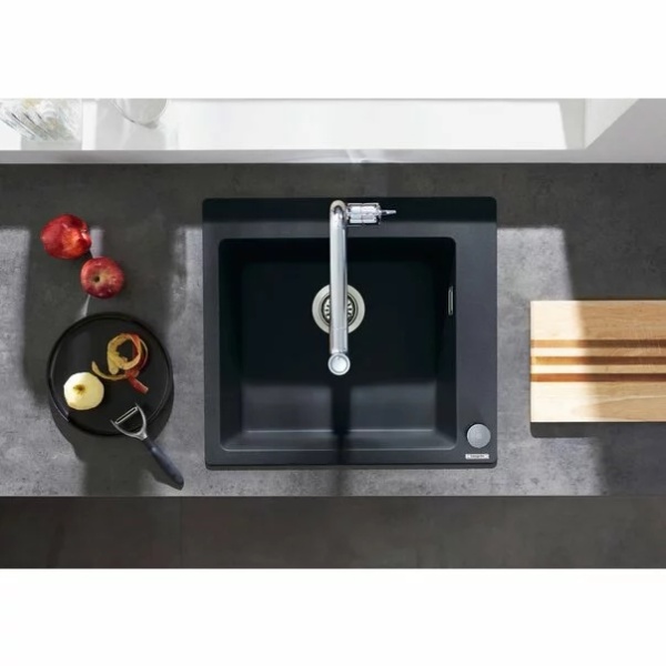 Chiuveta compozit Hansgrohe S51 SilicaTec, Dimensiune 56x51cm, Culoare Negru Grafit - Img 3