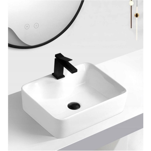 Chiuveta de blat PRO GRACE, Dimensiuni 49x 38x 13 cm, Forma Dreptunghiulara, Ceramica sanitara, Fara gaura baterie, Alb - Img 2