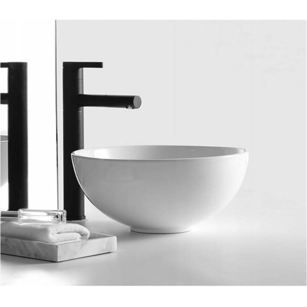 Chiuveta de blat PRO HELENA, Dimensiuni 32 x 32 x 14.5 cm, Forma Rotunda, Ceramica sanitara, Alba - Img 4