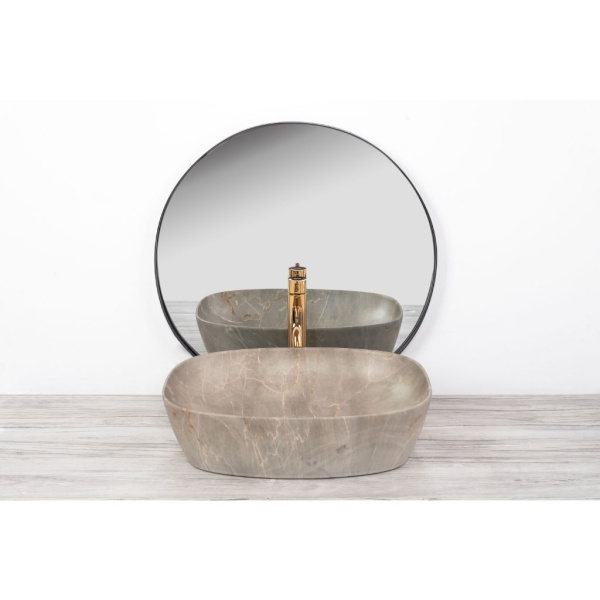 Chiuveta de blat REA FREJA BEJ, Dimensiuni 51 cm x 39.5 x 13.5 cm, Ceramica Sanitara,fara gaura baterie, Bej - Img 6