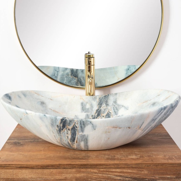 Chiuveta de blat REA ROYAL Granit Shiny, Dimensiuni 60.5 x 36 x 16 cm, Forma Ovala, Ceramica sanitara - Img 5
