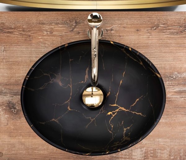 Chiuveta de blat REA SOFIA GOLD/BLACK MARBLE - Img 3