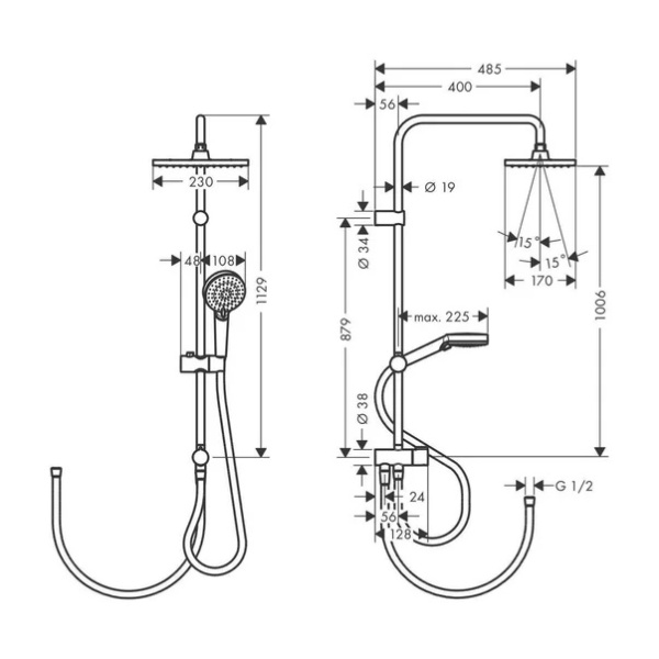 Coloana de dus Hansgrohe Vernis Shape 230 cu 2 functii fara baterie - Img 3