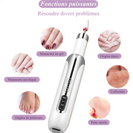 Freza Electrica pentru Unghii SeveShop, Pila Electrica Wireless pentru Manichiura si Pedichiura Profesionala, Incarcare Rapida, 12 Capete Detasabile, 6 Benzi Abrazive, Sistem Automat de Racire, Viteza Variabila, Zgomot Redus, Alb - Img 2