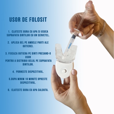 Kit pentru albirea dintilor, NeoSimply, Aparat cu 5xLED, Gel de albire fara peroxid (3 seringi de 3ml), Gutiera - Img 3