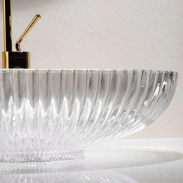 Lavoar de baie REA Nicole, pentru blat, Design Modern Elegant, Transparent - Img 3