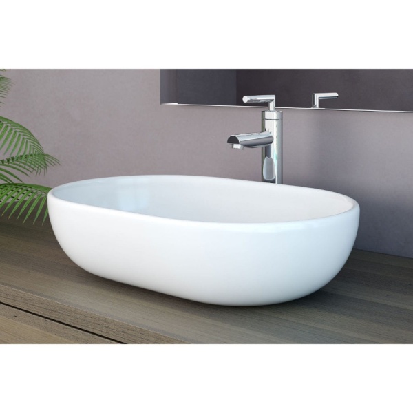 Lavoar de blat ANNA, Dimensiuni 59x 42 x 14 cm, Forma Ovala, Ceramica sanitara, Alb - Img 2