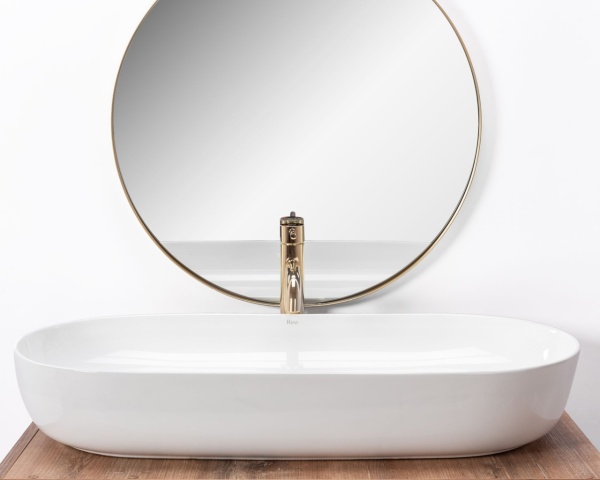 Lavoar de blat REA CLEO 81, 81x41 X 13.5 Cm, Montaj Pe Blat, Design Deosebit, Forma Ovala, Ceramica Sanitara,alba - Img 5