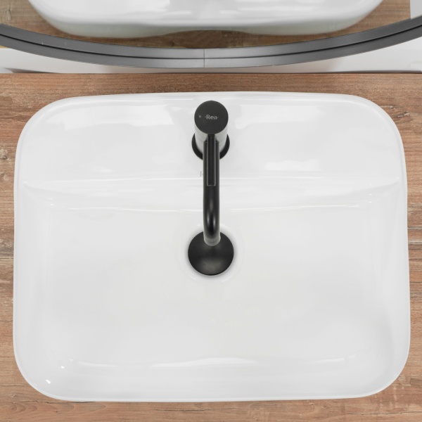 Lavoar De Blat REA Martina WHITE Dimensiuni 51.5 x 41 x 13 cm, Forma Dreptunghiulara, Ceramica Sanitara, Gaura Baterie, Alb - Img 6