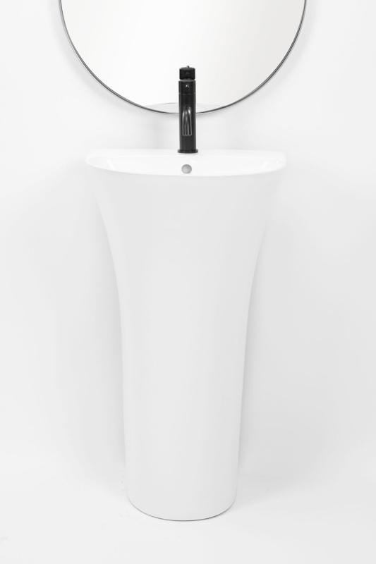 Lavoar Independent REA RIT SLIM, Dimensiuni 48x 42 X 83.5 Cm, Forma Rotunda, Alb - Img 6