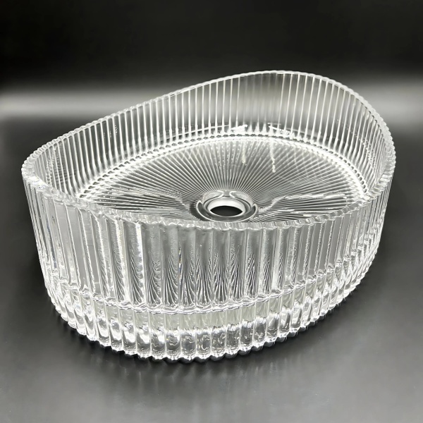 Lavoar pe blat oval din sticla Rea Harper transparent - Img 4