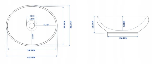 Lavoar pentru blat Alb Auriu Sofia, Dimensiune 41.5x33.5x13.5 cm - Img 5