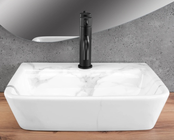 Lavoar pentru blat REA Altea Cloudy , Design Modern, Imitatie de piatra - Img 5