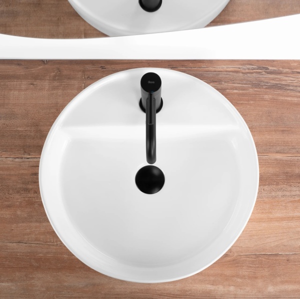 Lavoar pentru blat Ronda Rea 45cm, Design Modern, Culoare Alb - Img 3