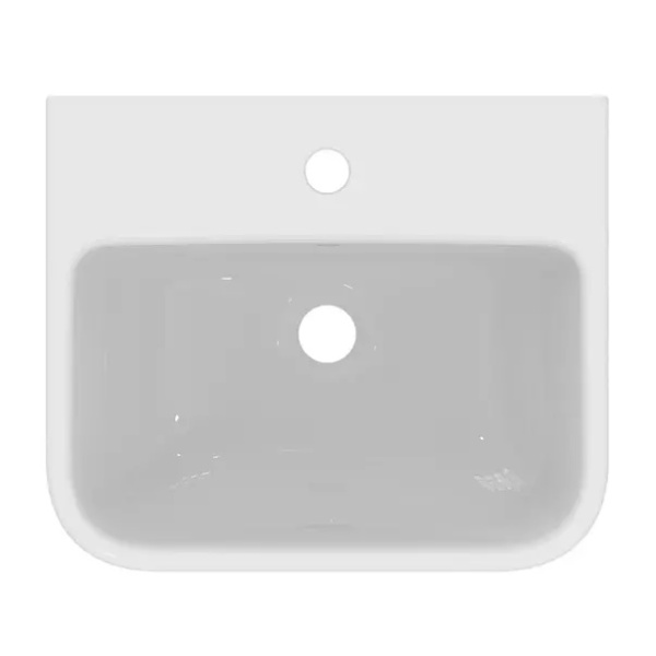 Lavoar suspendat Ideal Standard i.life B alb lucios SmartGuard 45 cm cu orificiu baterie si preaplin - Img 2