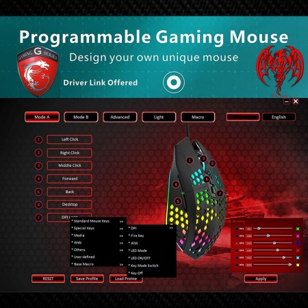 Mouse Profesional pentru Gaming &amp; Office ODISSEY LIFE®, 8000 DPI 6 trepte, Iluminare RGB, 7 Butoane, Programabil, Black - Img 6