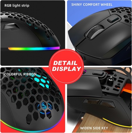 Mouse Wireless Profesional pentru Home &amp; Office ODISSEY LIFE®, 4800 Dpi, Reincarcabil, Iluminare RGB, Dual Mode BT 5.1 si wireless, Dual magnetic cover, - Img 4
