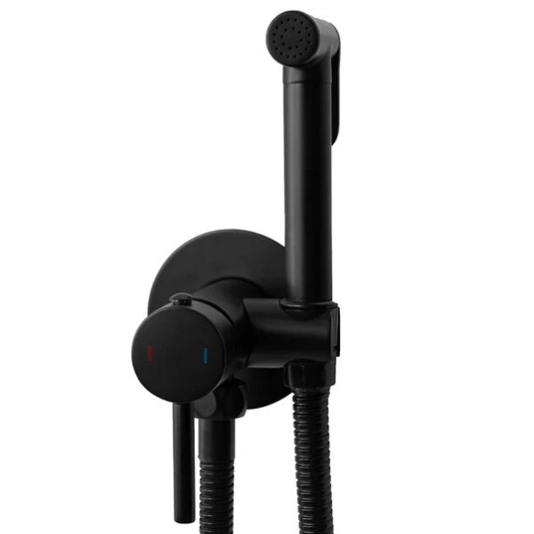 Pachet vas wc suspendat Geberit Smyle, capac softclose si set dus igiena intima negru cu baterie incastrata Rea Loop - Img 7