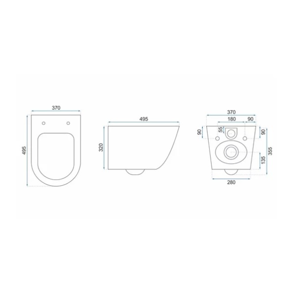 Pachet vas wc suspendat Rea Carlo Mini Basic, capac softclose si set dus igiena intima crom cu baterie incastrata Invena Bidetta - Img 6