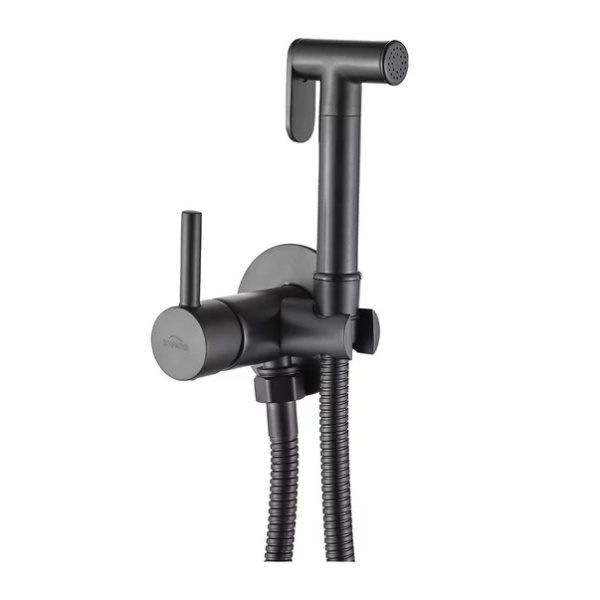 Pachet vas wc suspendat Rea Carlo Mini Basic, capac softclose si set dus igiena intima negru cu baterie incastrata Invena Bidetta - Img 5