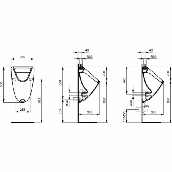 Pisoar cu alimentare superioara Ideal Standard Eurovit - Img 2