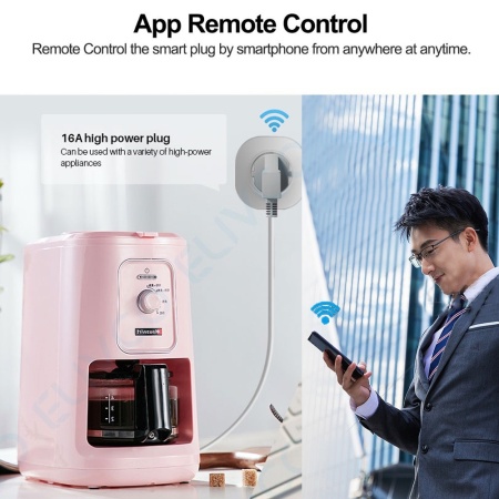 Priza Smart SeveShop®, Wi-Fi, 10A, Monitorizare Consum Energie, Control Vocale prin Amazon Alexa si Google Assistant, Tuya App, Compatibil Android/iOS, Programare si Timer pentru Dispozitive, Control de la Distanta, 220-240V, Alb - Img 4