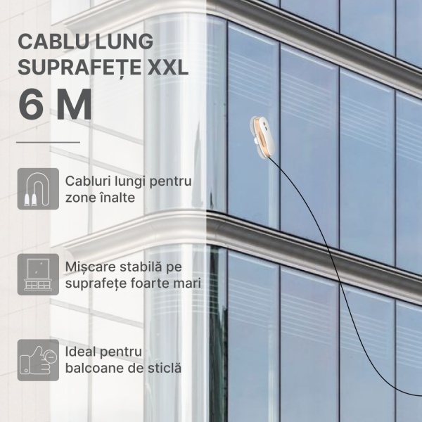 Robot Curatare Geamuri, SeveShop®, Robot Spalat Geamuri Cu Pulverizare Apa Bidirectionala, Stergator Electric Ultra-Subtire Pentru Sticla, Aspirator Geamuri Cu Control APP Si Telecomanda, Tehnologie iAdapt, Protectie Cvadrupla, Alb - Img 4