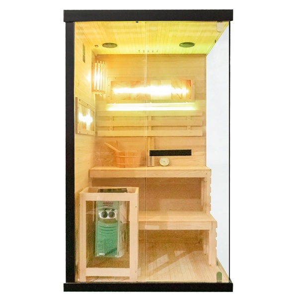 Sauna finlandeza cu temperatura inalta si soba Harvia 3.5kW pentru 1-2 persoane Lark 120 x 120 cm - Img 5