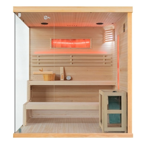 Sauna finlandeza cu temperatura inalta si soba Harvia 8kW pentru 4 persoane EP4S dreapta 180 x 160 cm - Img 2
