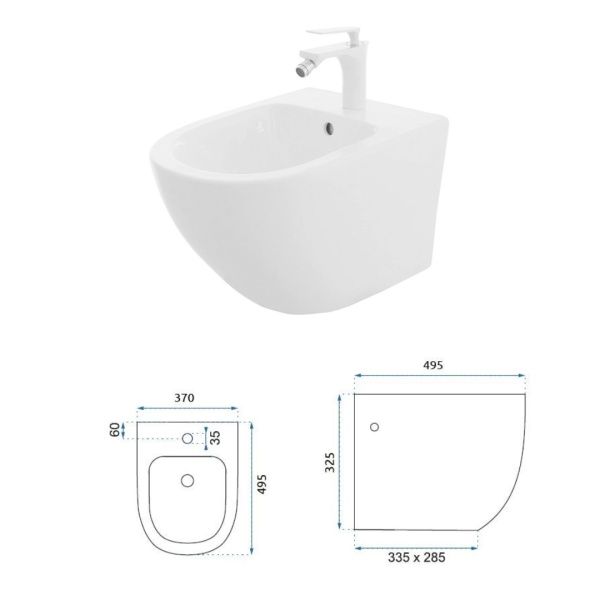 Set Bideu REA CARLO MINI Si Vas WC REA CARLO FLAT MINI RIMLESS, Montaj Suspendat, Ceramica Sanitara, Capac Soft-Close Inclus, Alb - Img 11