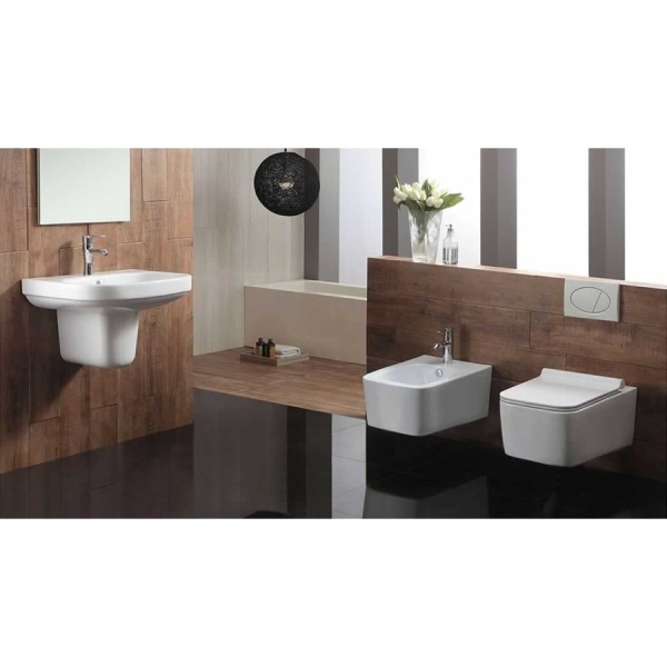 Set Bideu Si Vas WC PRO MOUSE CUBIC RIMLESS, Montaj Suspendat, Ceramica Sanitara, Capac Soft-Close Inclus, Alb - Img 5