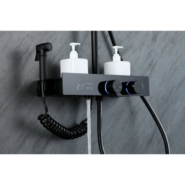 Set de dus F10B Model Modern cu Efect De Ploaie si Afisaj LCD, Culoare Negru - Img 8